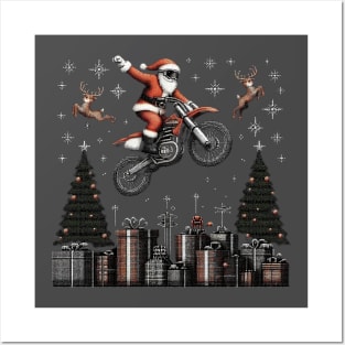 Biker Santa at Christmas vacation Posters and Art